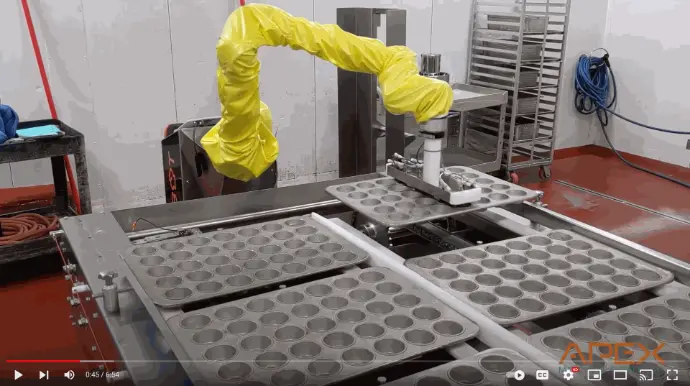 Automated Robotic Tray Handling rack to conveyor